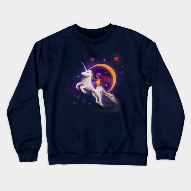 Elisa Rides Through Space Crewneck Sweatshirt by linesonstuff